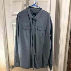 PRANA gray checkered long sleeved buttondown hiking shirt